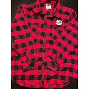 ROTHCO Womens Plaid Flannel Shirt Red Black Busch Beer Logo Size 2X Large